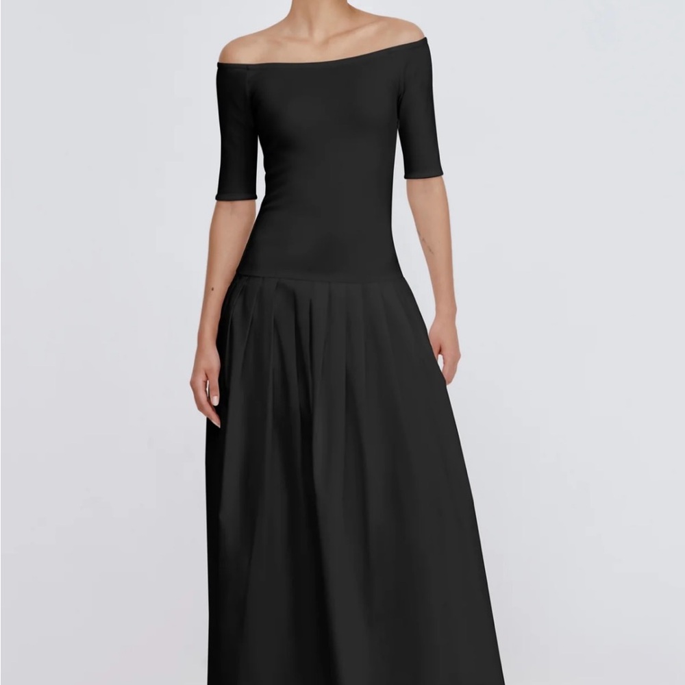 Elegant Black Off-Shoulder MARCELLA NYC Mila Midi Dress